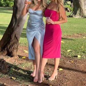 NWT Reformation Marguerite Silk Dress / Reformation blue silk dress midi